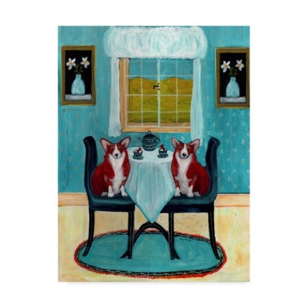 Trademark Fine Art Cheryl Bartley 'Doggie Tea Time' Canvas Art, 14x19 ALI41170-C1419GG